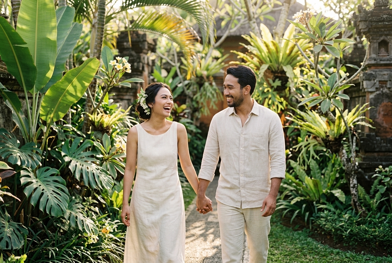 Nara & Bima tertawa bersama di Canggu, Bali