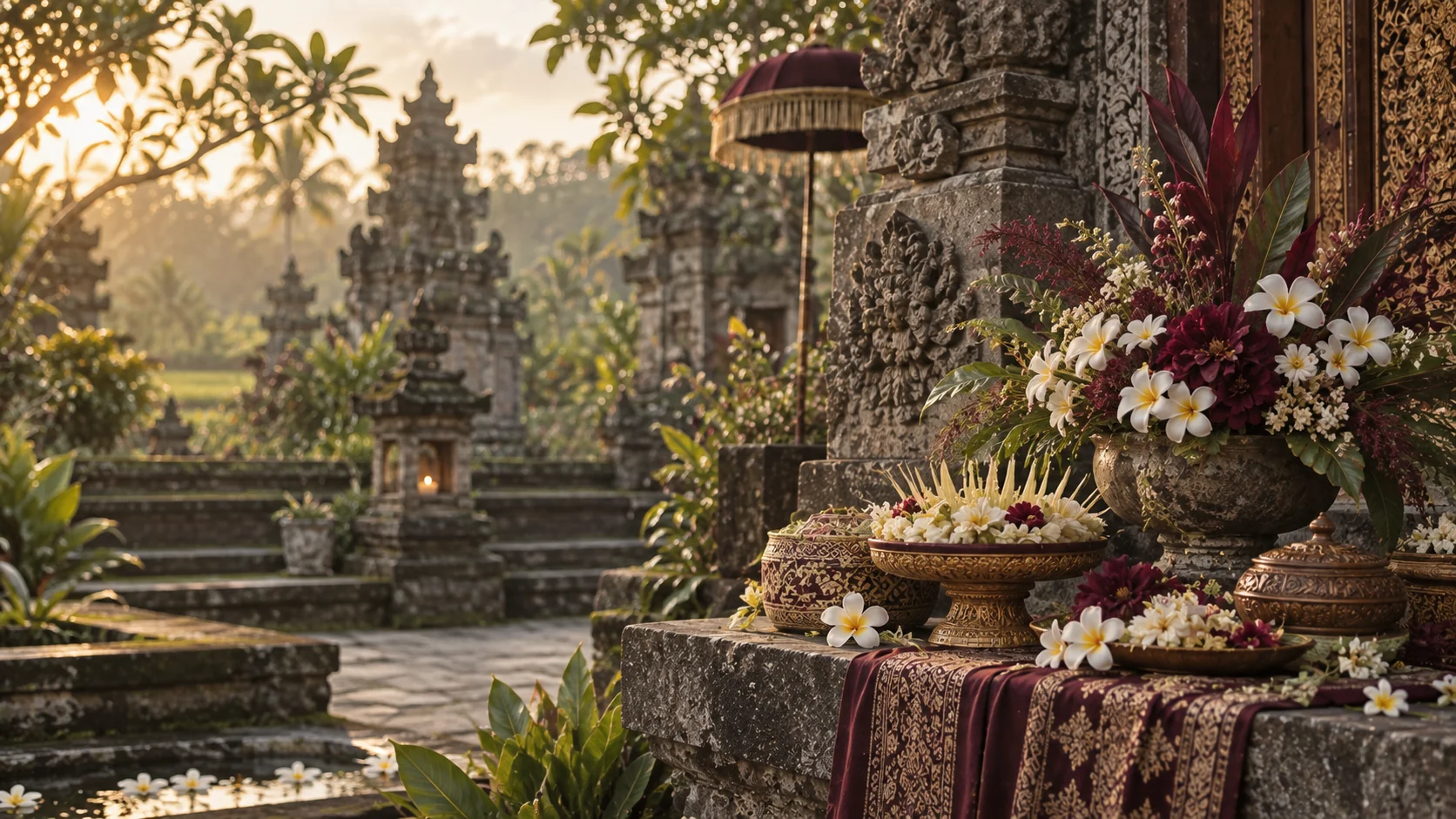 Suasana tempat upacara pernikahan Bali